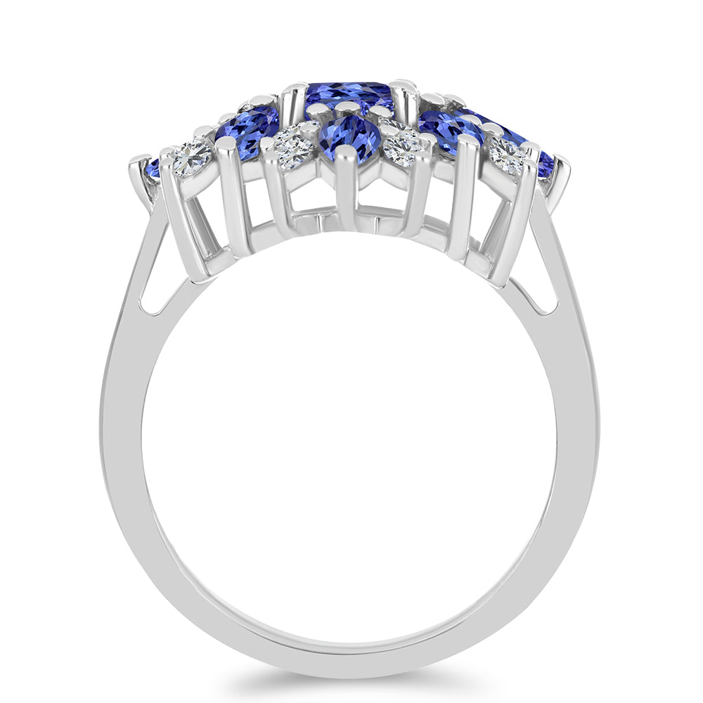 Ezüst Gyűrű Tanzanittal és Fehér Cirkónnal