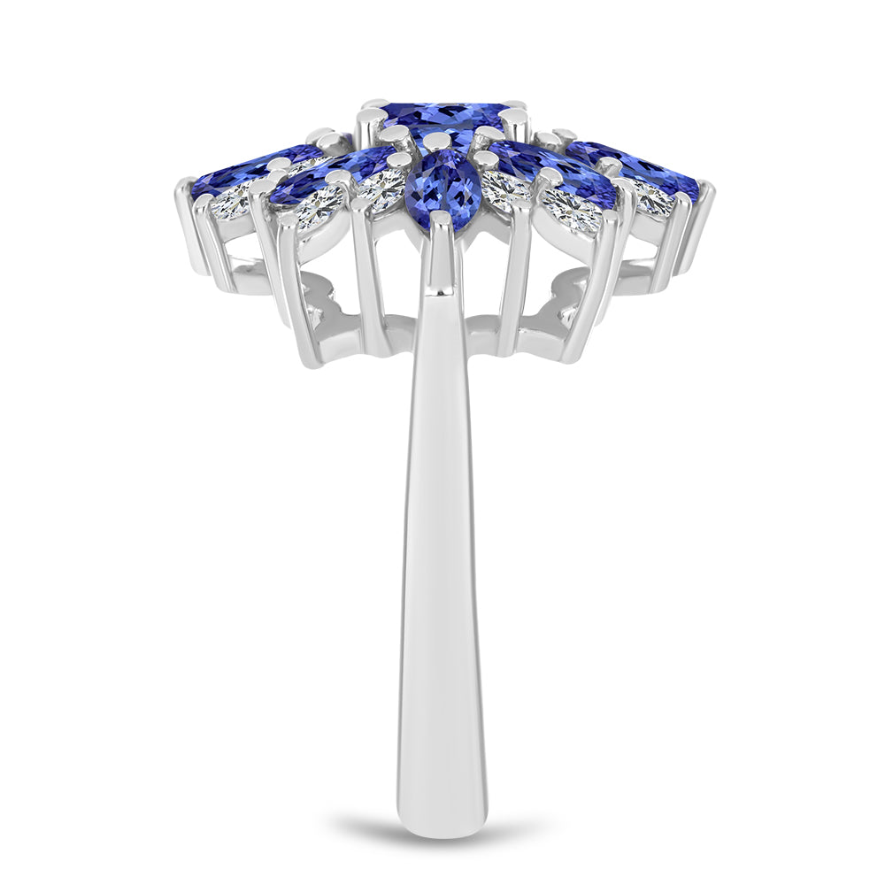 Ezüst Gyűrű Tanzanittal és Fehér Cirkónnal 4 