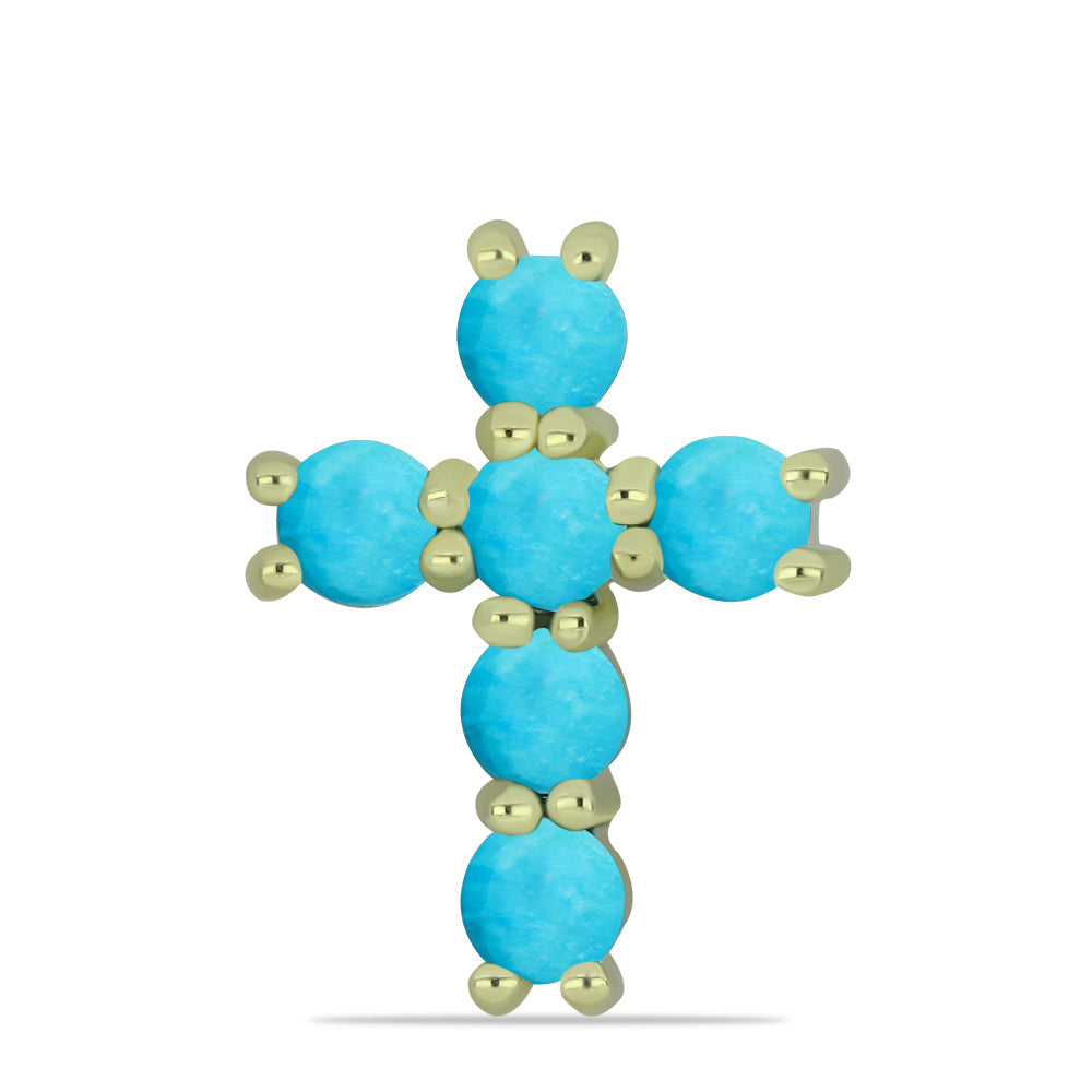 Kereszt Arannyal Bevont Ezüst Medál Csipkerózsika Türkizzel 1 