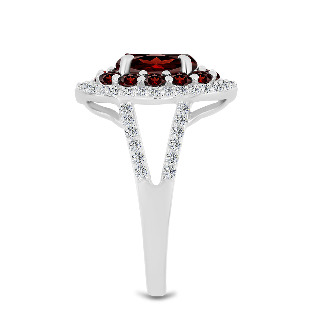 Ezüst Gyűrű Barton Gránáttal és Fehér Topázzal 4 