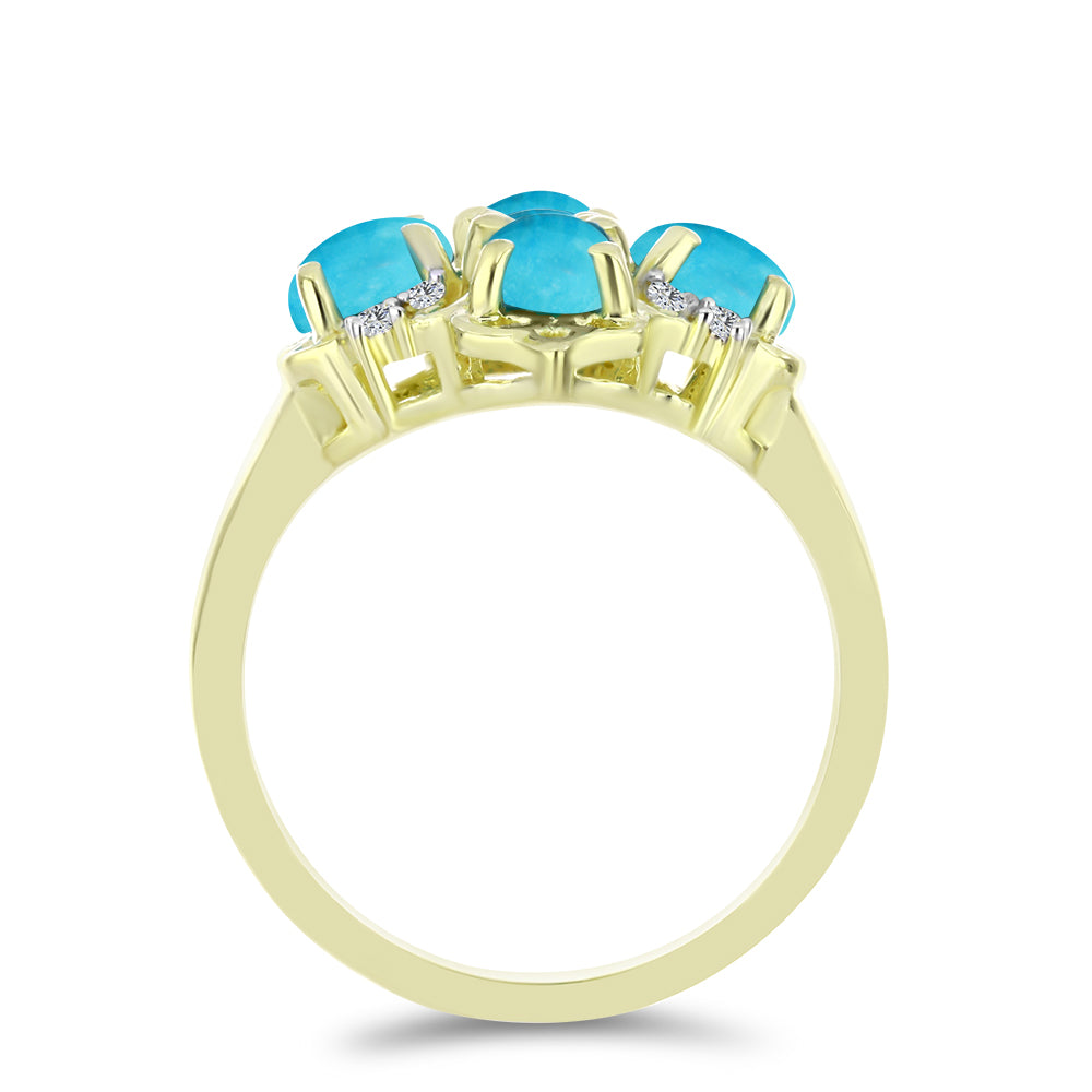 Arannyal Bevont Ezüst Gyűrű Csipkerózsika Türkizzel és Fehér Topázzal 2 