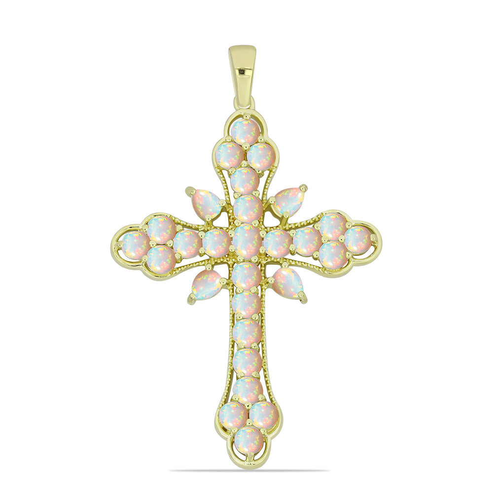 Kereszt Arannyal Bevont Ezüst Medál Etiópiai Opállal 1 