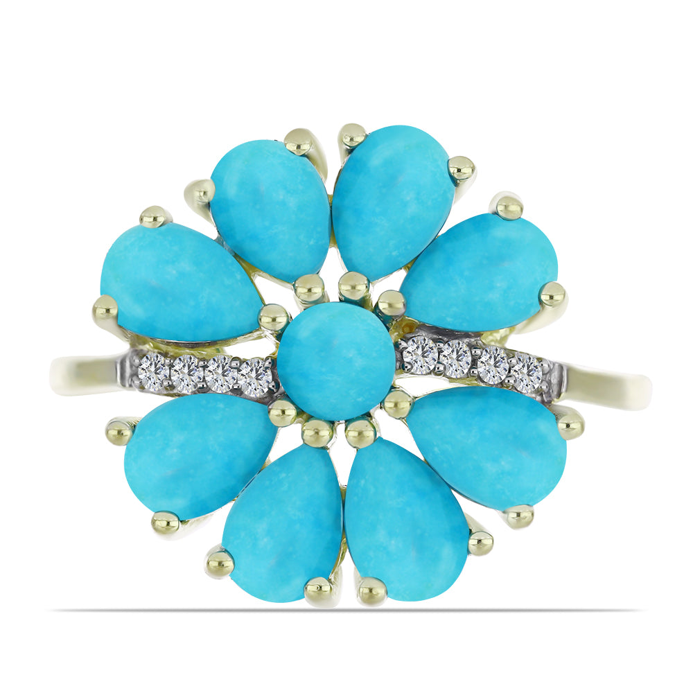 Arannyal Bevont Ezüst Gyűrű Csipkerózsika Türkizzel 1 