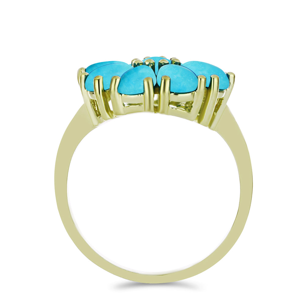 Arannyal Bevont Ezüst Gyűrű Csipkerózsika Türkizzel 2 