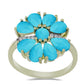 Arannyal Bevont Ezüst Gyűrű Csipkerózsika Türkizzel