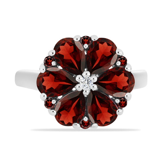 Ezüst Gyűrű Barton Gránáttal és Fehér Topázzal