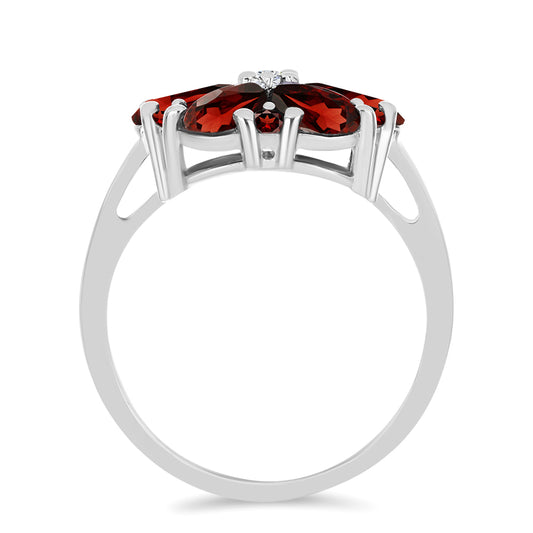 Ezüst Gyűrű Barton Gránáttal és Fehér Topázzal