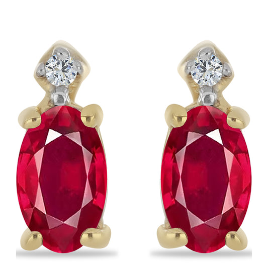 Arannyal Bevont Ezüst Fülbevaló Madagaszkári Rubinnal és Fehér Cirkónnal