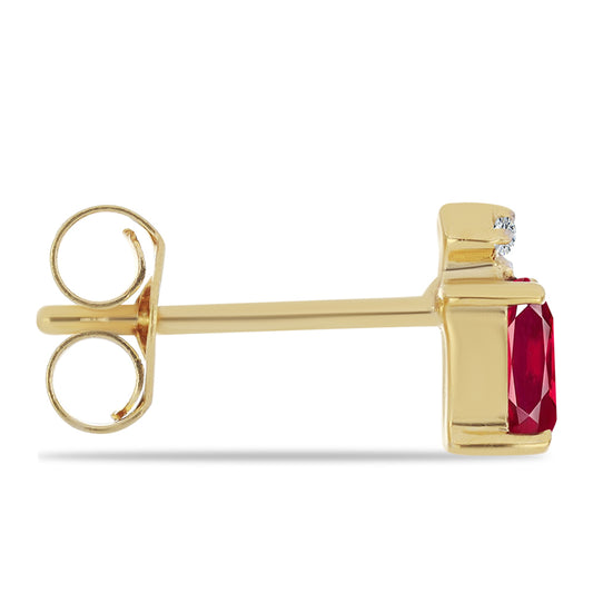 Arannyal Bevont Ezüst Fülbevaló Madagaszkári Rubinnal és Fehér Cirkónnal