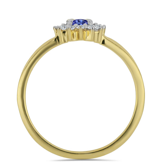 Arannyal Bevont Ezüst Gyűrű Tanzanittal és Fehér Cirkónnal