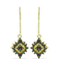 Arannyal Bevont Ezüst Fülbevaló Zöld Gyémánttal