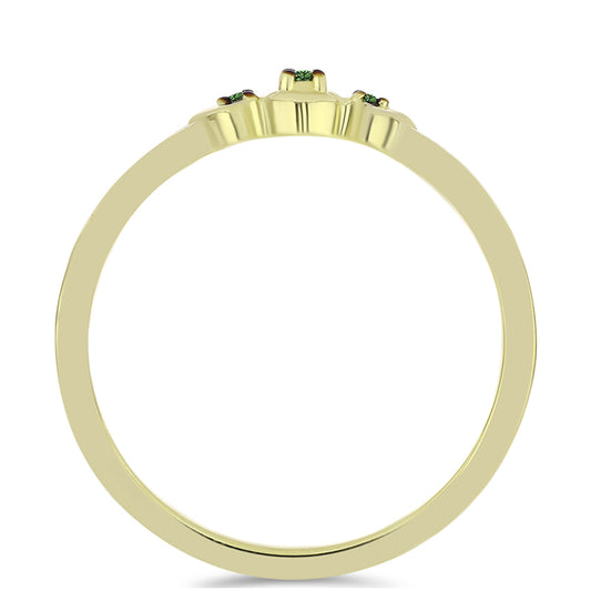 Arannyal Bevont Ezüst Gyűrű Zöld Gyémánttal