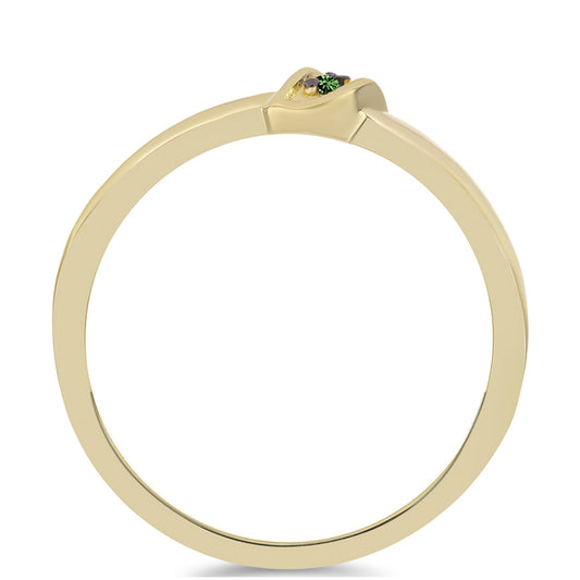 Arannyal Bevont Ezüst Gyűrű Zöld Gyémánttal