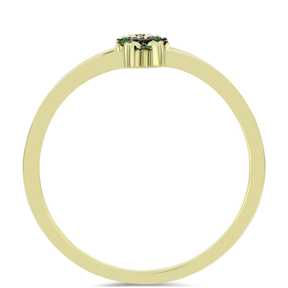 Arannyal Bevont Ezüst Gyűrű Zöld Gyémánttal 2 