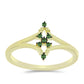Arannyal Bevont Ezüst Gyűrű Zöld Gyémánttal