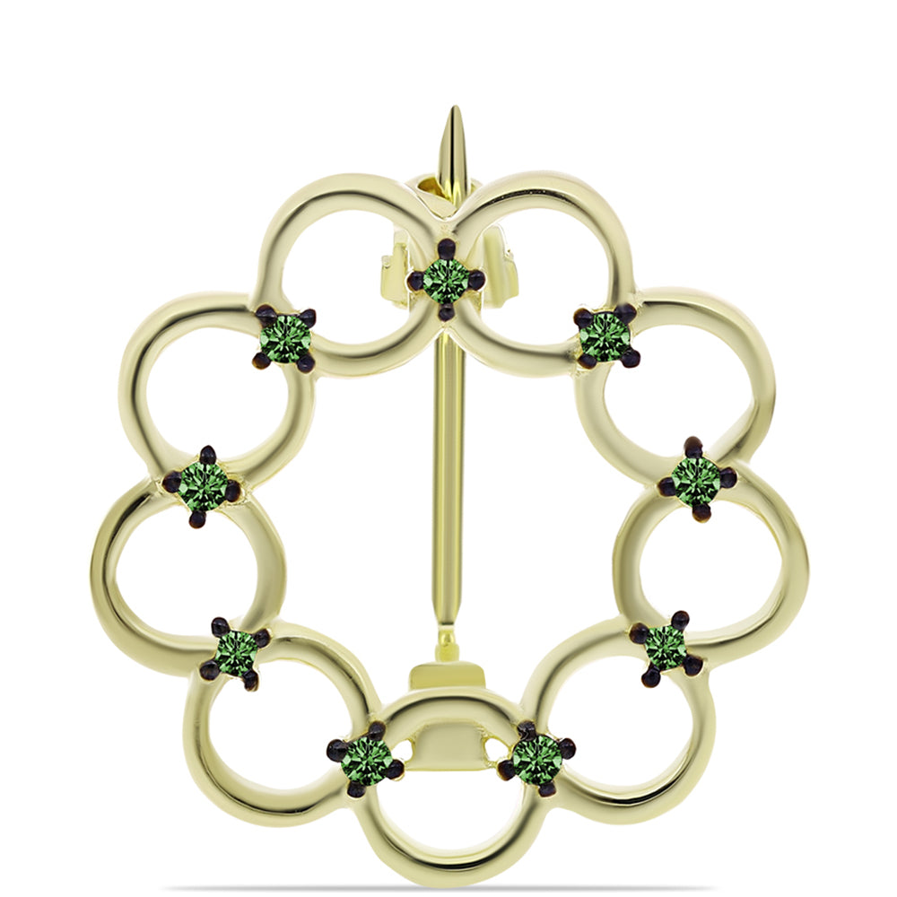 Arannyal Bevont Ezüst Bross Zöld Gyémánttal 1 