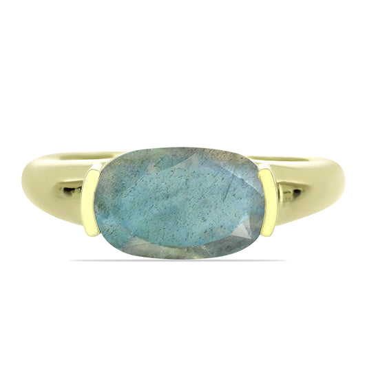 Arannyal Bevont Ezüst Gyűrű Labradorittal