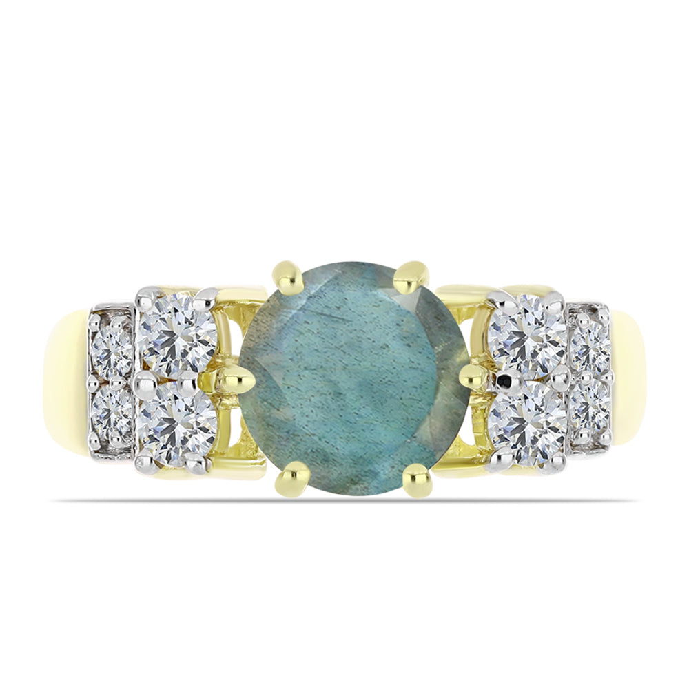 Arannyal Bevont Ezüst Gyűrű Labradorittal és Fehér Topázzal 1 