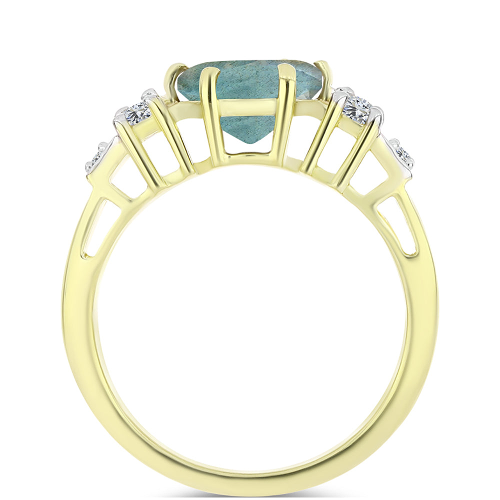 Arannyal Bevont Ezüst Gyűrű Labradorittal és Fehér Topázzal 2 