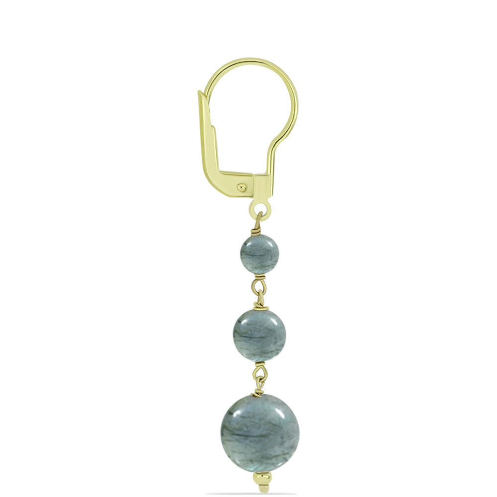 Arannyal Bevont Ezüst Fülbevaló Labradorittal 2 