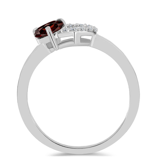 Ezüst Gyűrű Barton Gránáttal és Fehér Topázzal