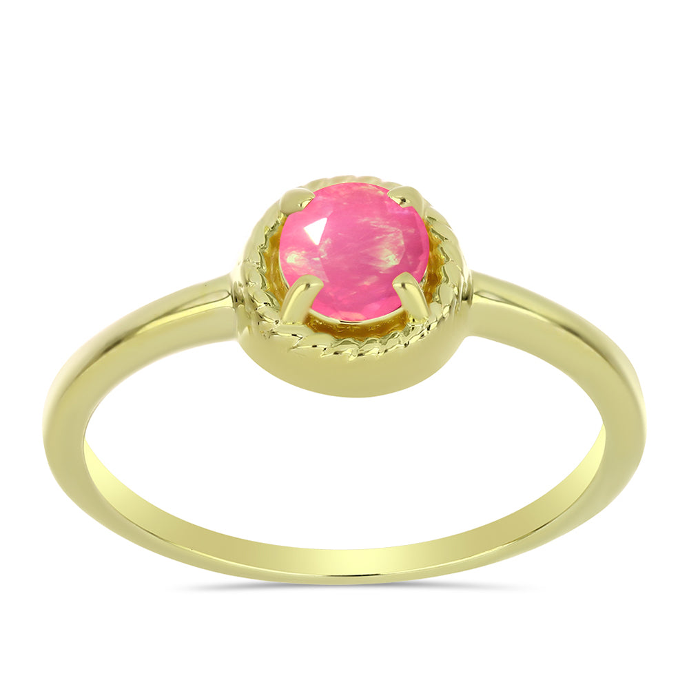 Arannyal Bevont Ezüst Gyűrű Rózsaszínű Lega Dembi Etióp Opállal