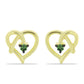 Arannyal Bevont Ezüst Fülbevaló Zöld Gyémánttal