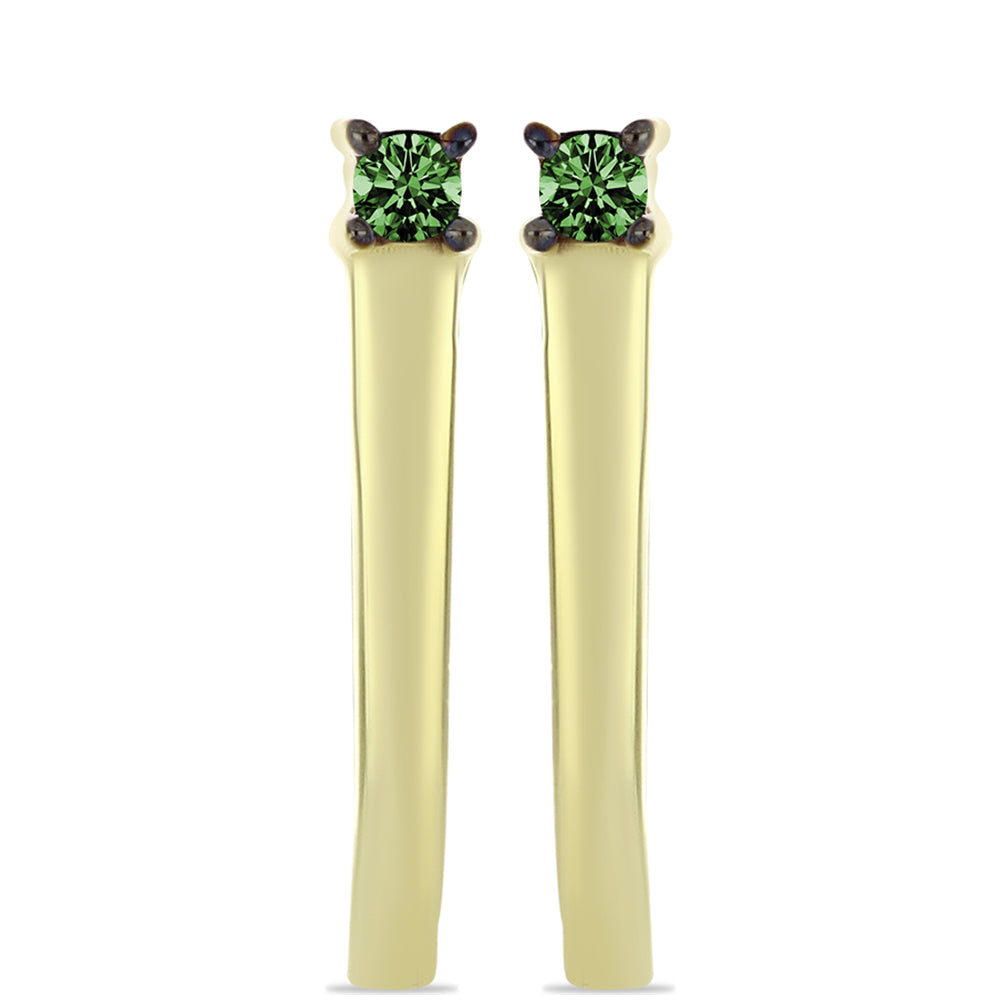 Arannyal Bevont Ezüst Fülbevaló Zöld Gyémánttal 1 