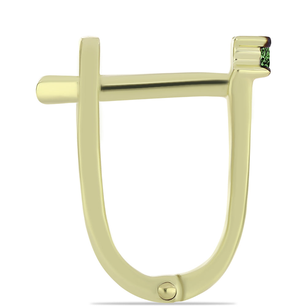 Arannyal Bevont Ezüst Fülbevaló Zöld Gyémánttal 2 