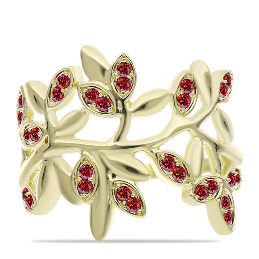 Arannyal Bevont Ezüst Gyűrű Fenséges Vörös Moissanite-tal