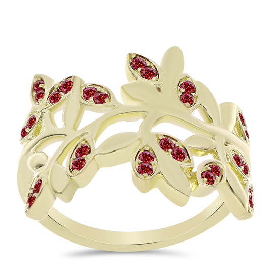 Arannyal Bevont Ezüst Gyűrű Fenséges Vörös Moissanite-tal