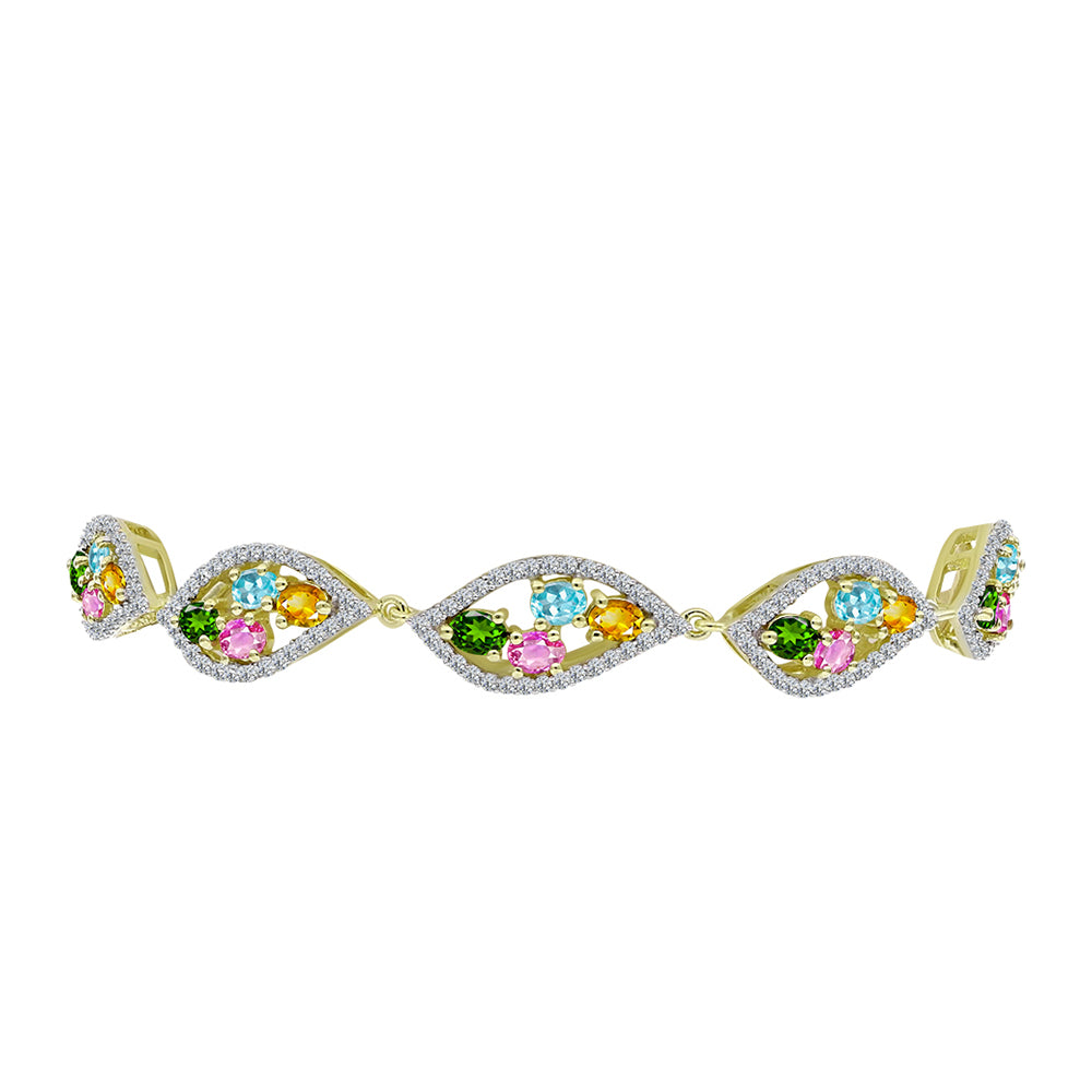 Arannyal Bevont Ezüst Karkötő Csakra Tourmalinnal és Fehér Topázzal 2 