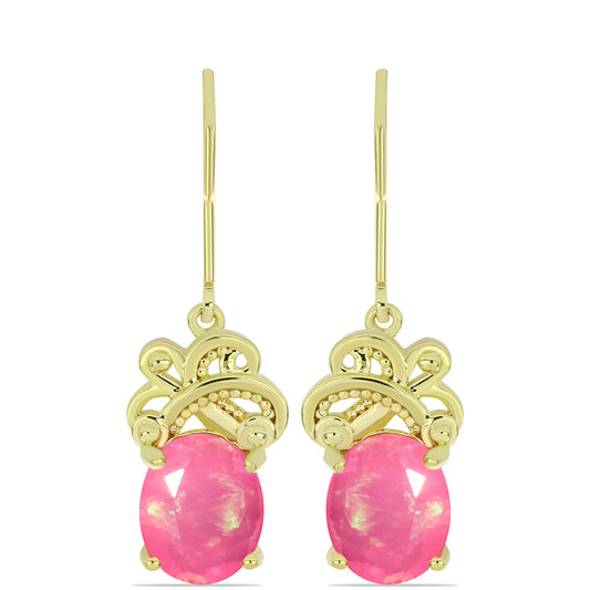 Arannyal Bevont Ezüst Fülbevaló Rózsaszínű Lega Dembi Etióp Opállal