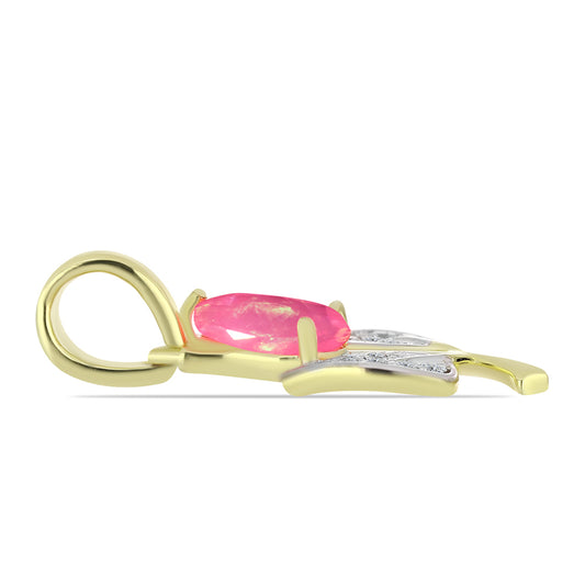 Arannyal Bevont Ezüst Medál Rózsaszínű Lega Dembi Etióp Opállal és Fehér Topázzal