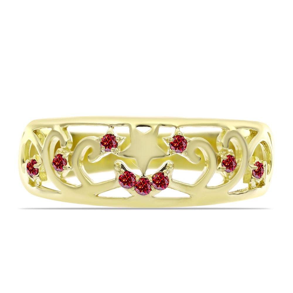 Arannyal Bevont Ezüst Gyűrű Fenséges Vörös Moissanite-tal 1 