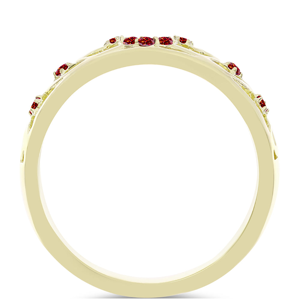 Arannyal Bevont Ezüst Gyűrű Fenséges Vörös Moissanite-tal