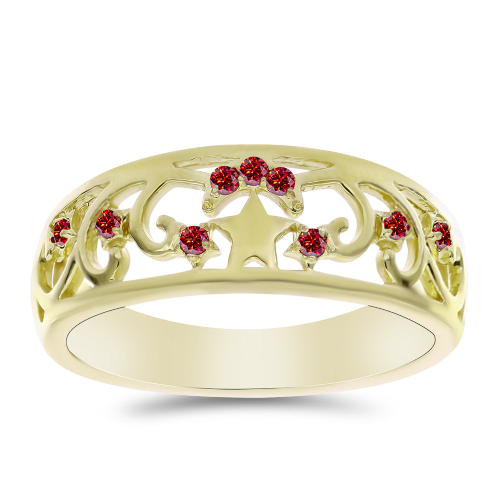 Arannyal Bevont Ezüst Gyűrű Fenséges Vörös Moissanite-tal 3 