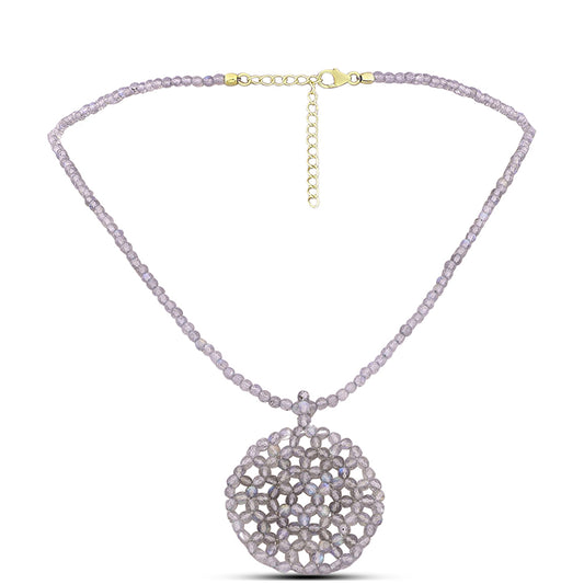 Arannyal Bevont Ezüst Nyaklánc Labradorittal