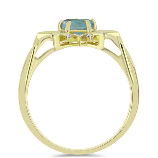 Arannyal Bevont Ezüst Gyűrű Labradorittal és Fehér Topázzal