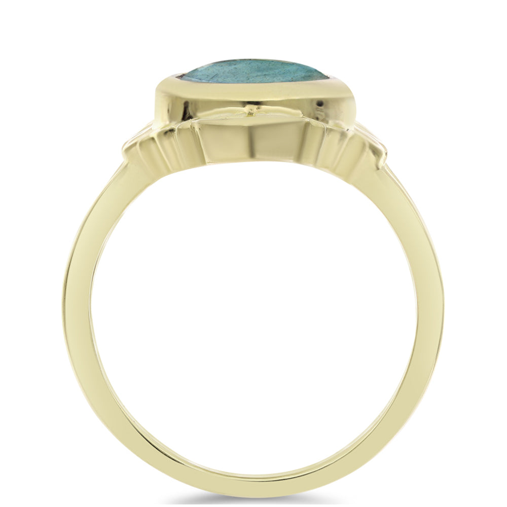 Arannyal Bevont Ezüst Gyűrű Labradorittal 2 