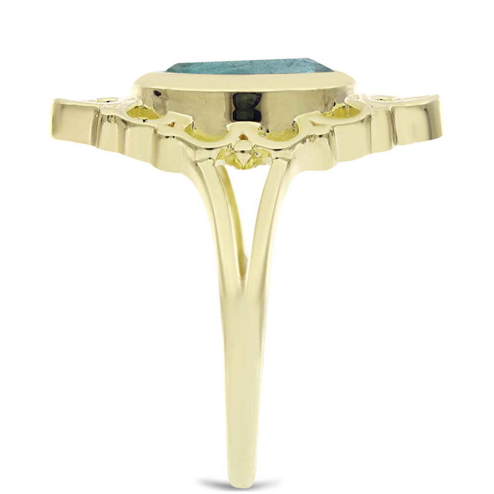 Arannyal Bevont Ezüst Gyűrű Labradorittal 4 