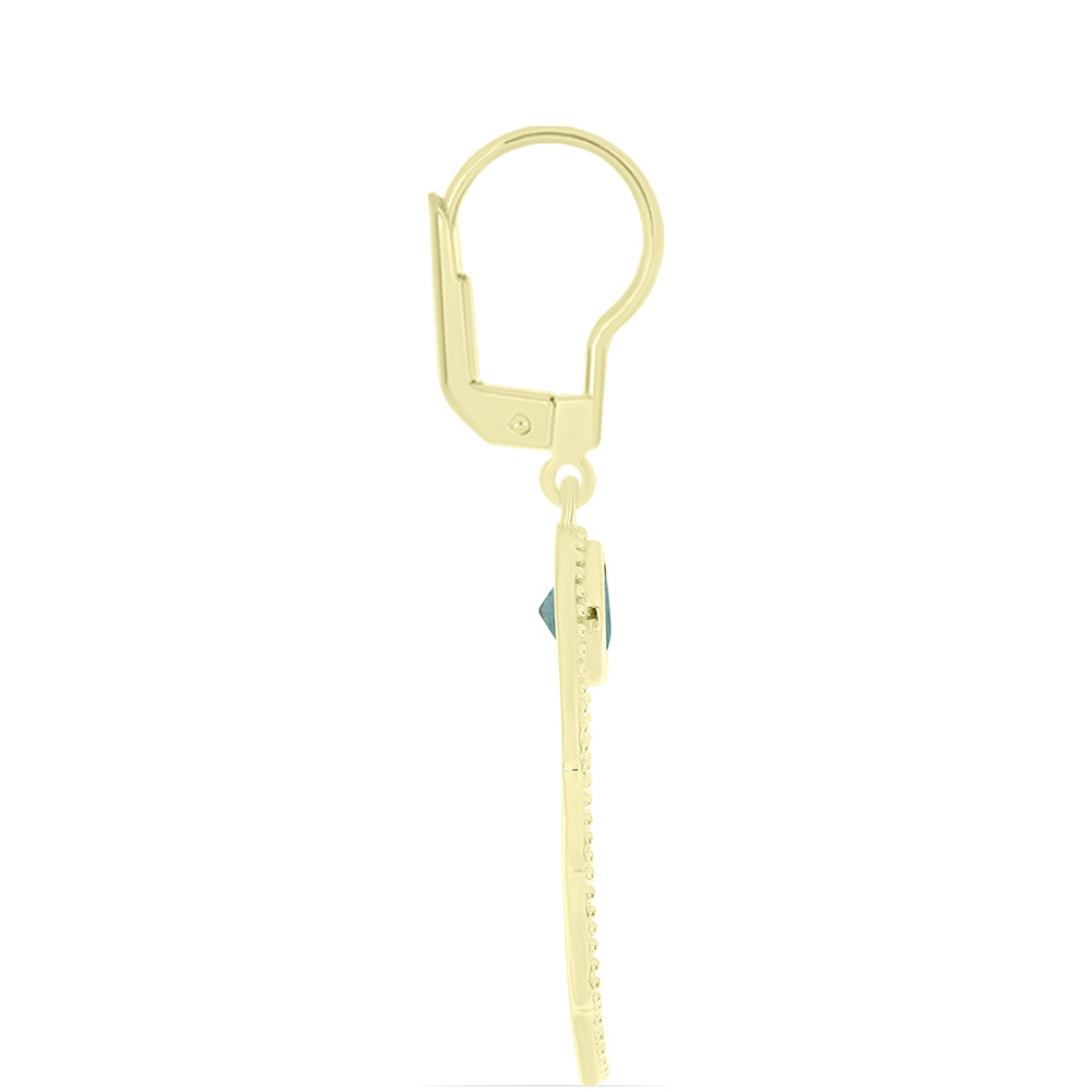 Arannyal Bevont Ezüst Fülbevaló Labradorittal 2 