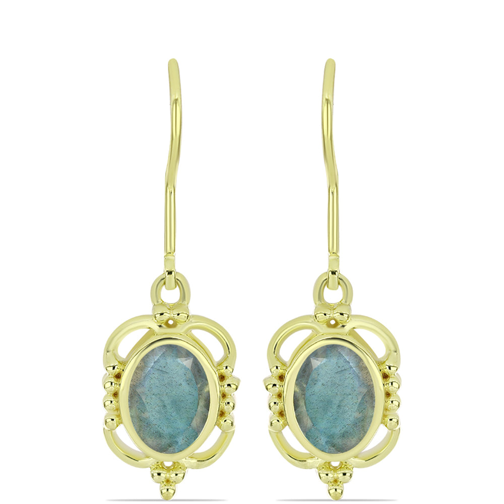 Arannyal Bevont Ezüst Fülbevaló Labradorittal 1 