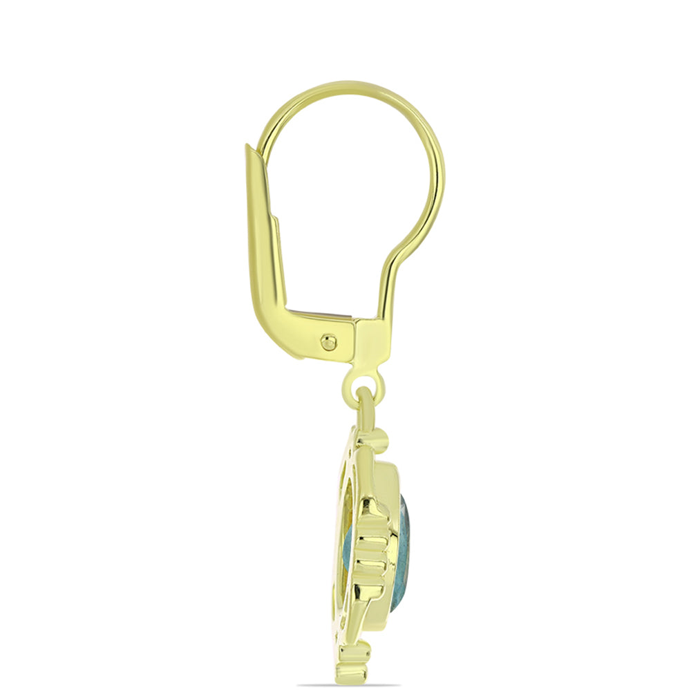 Arannyal Bevont Ezüst Fülbevaló Labradorittal