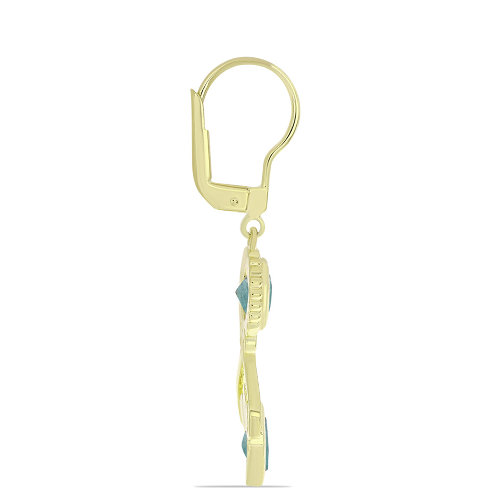 Arannyal Bevont Ezüst Fülbevaló Labradorittal