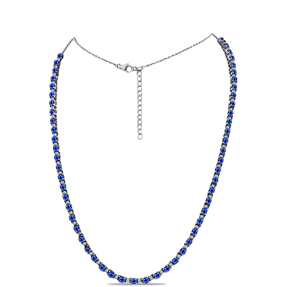 Ezüst Nyaklánc Ausztrál Kék Zafírral és Fehér Topázzal
