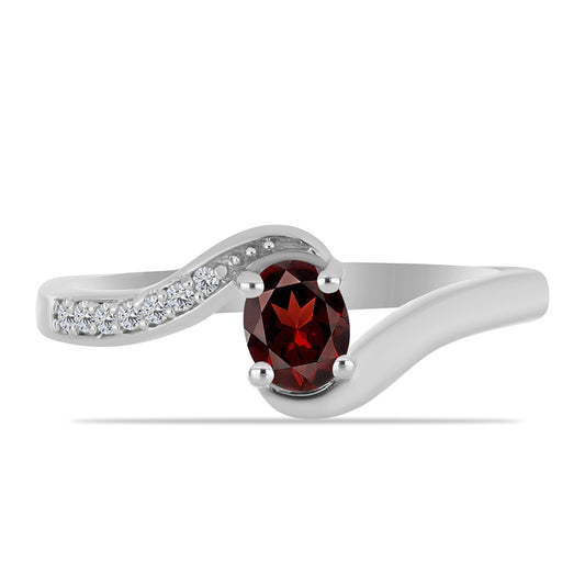 Ezüst Gyűrű Barton Gránáttal és Fehér Topázzal