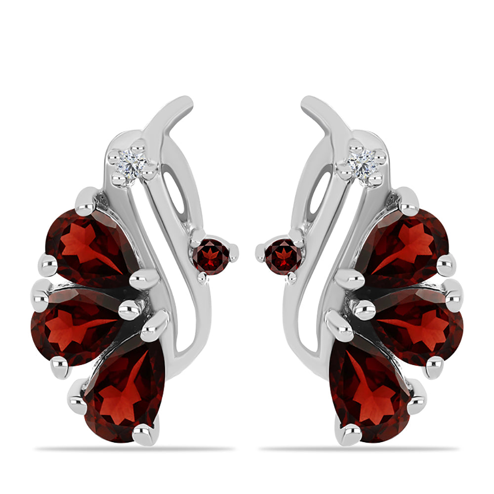 Ezüst Fülbevaló Barton Gránáttal és Fehér Topázzal