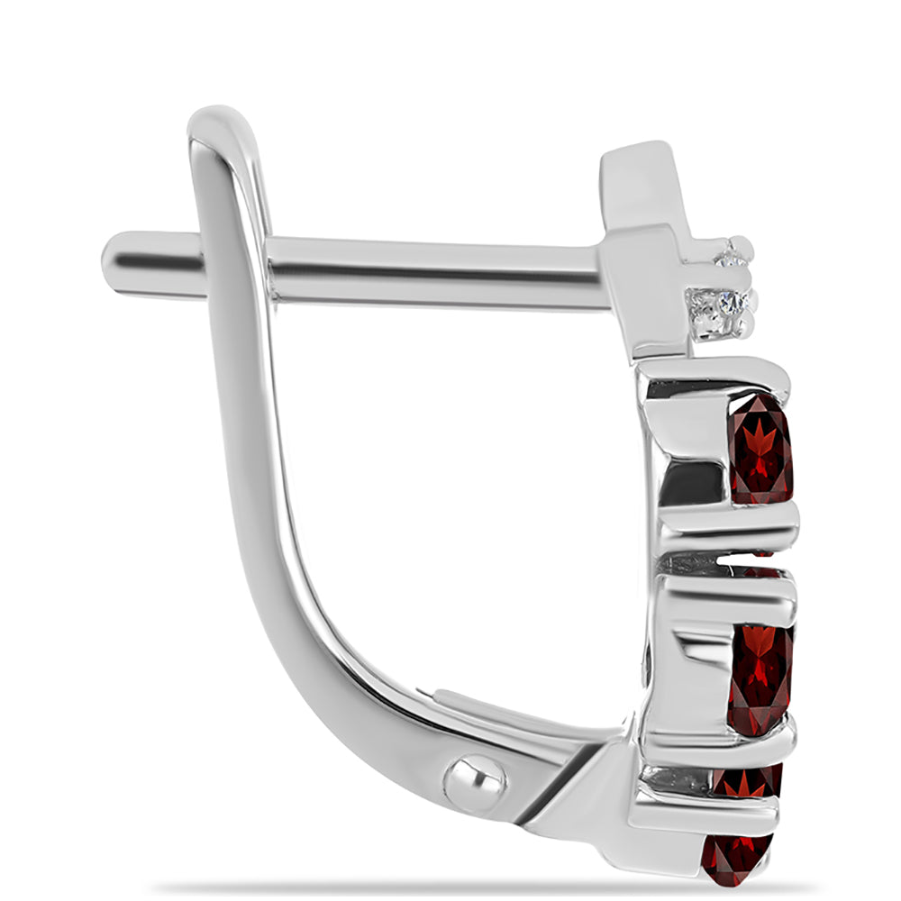 Ezüst Fülbevaló Barton Gránáttal és Fehér Topázzal 2 