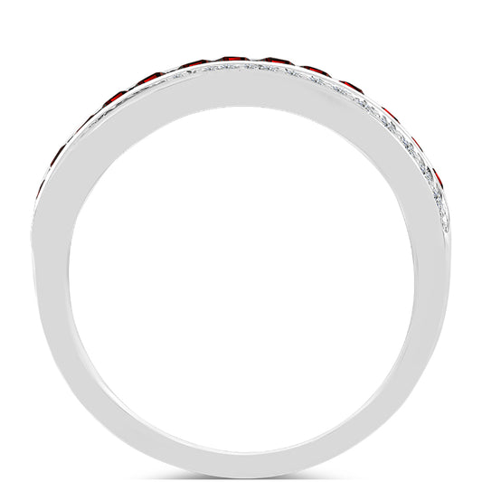 Ezüst Gyűrű Barton Gránáttal és Fehér Topázzal